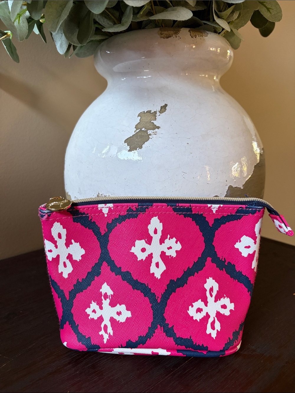 Pink Patterned Zip Pouch